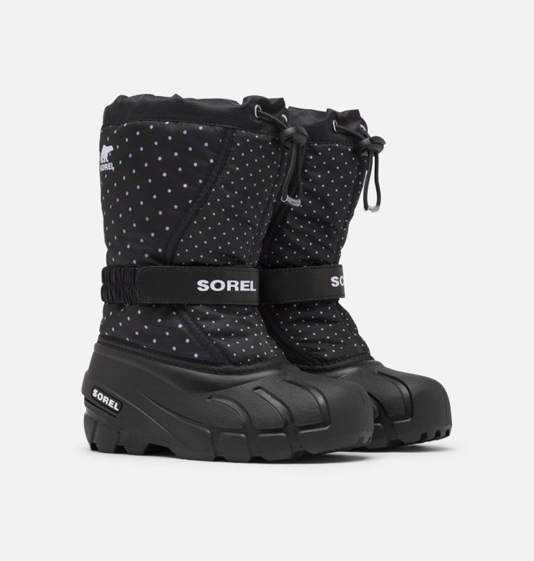 Kids Snow Boots Black - Sorel Childrens Flurry™ Print - 125-HKBJNS